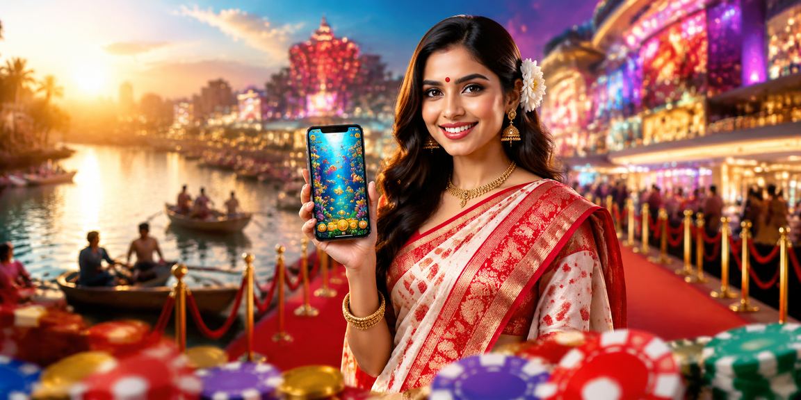 বরিশালে ঐতিহ্যবাহী পোশাকে 222bit ফিশিং গেম উপভোগ করছেন একজন নারী খেলোয়াড়